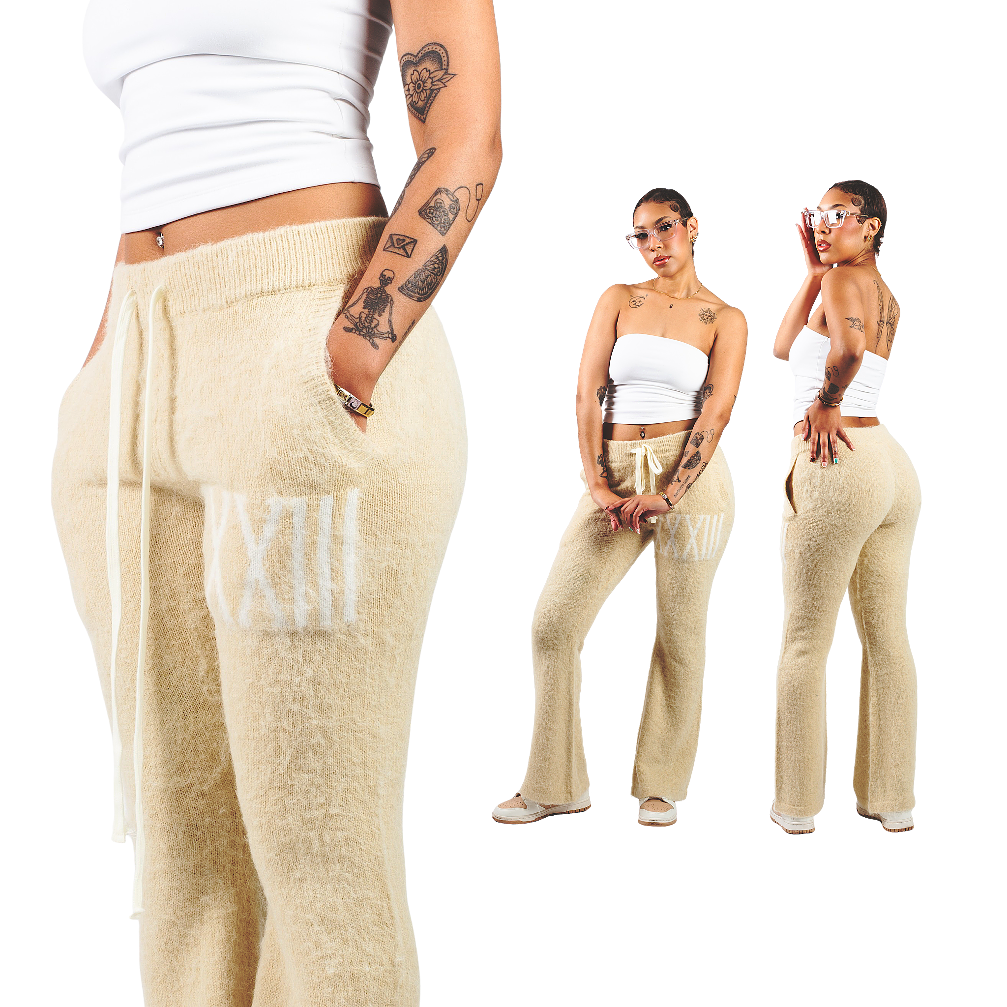 Crème: Mohair Flare Pants