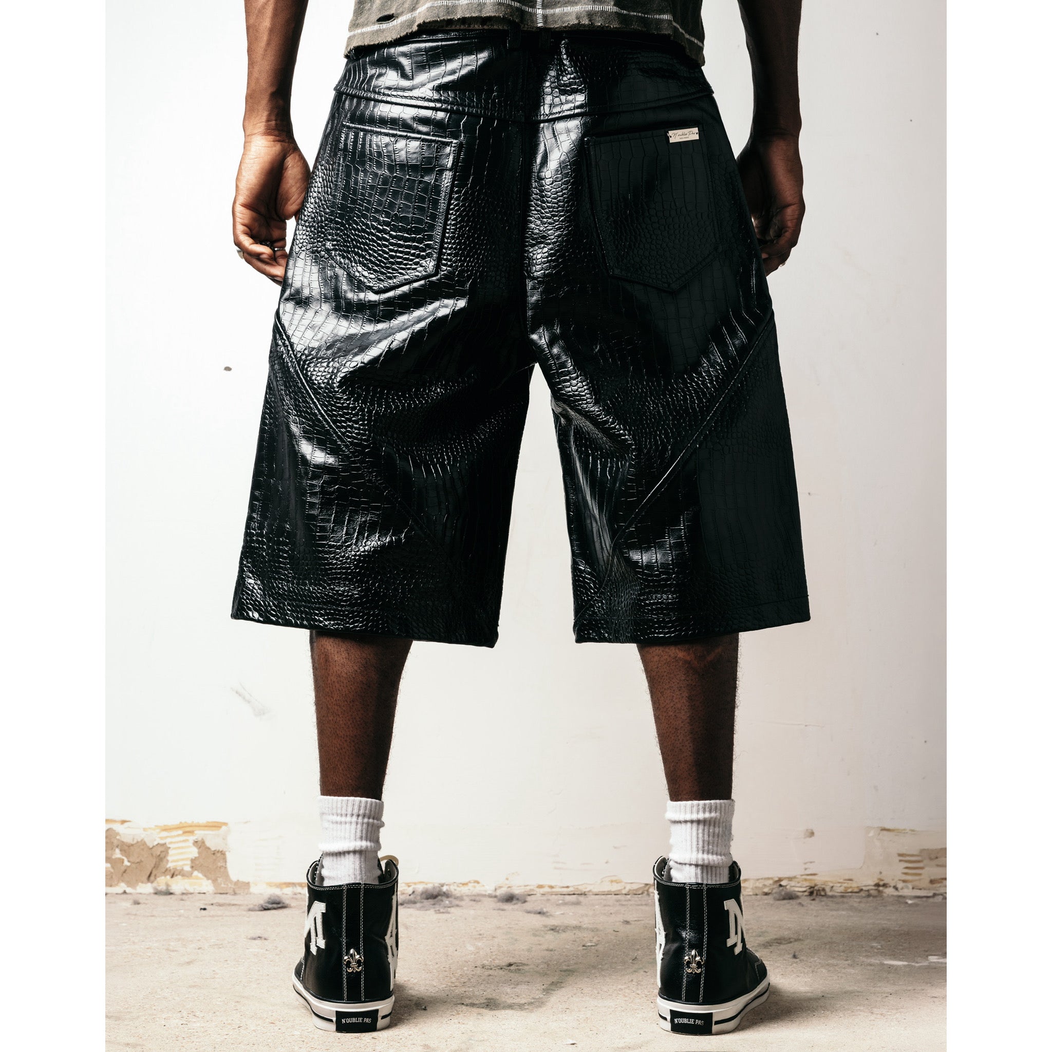 Croc Leather Shorts