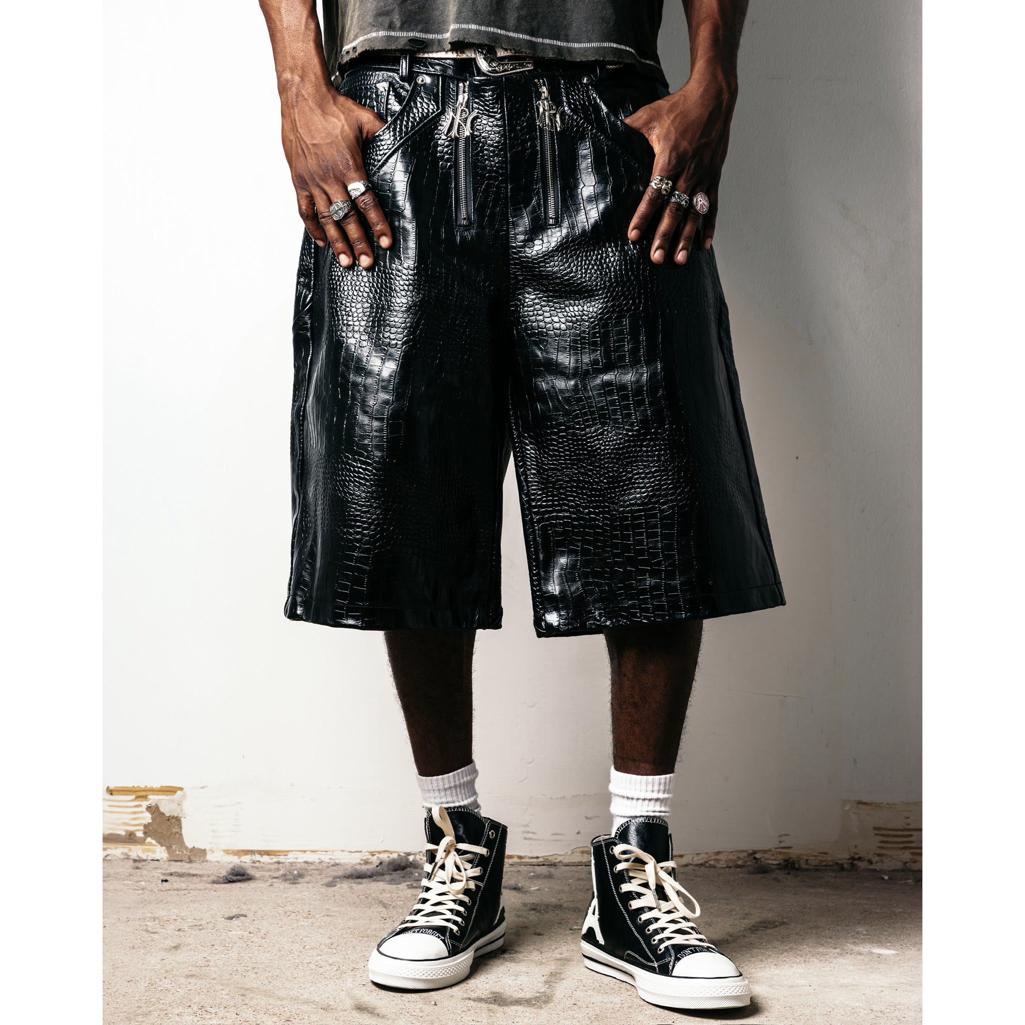 Croc Leather Shorts