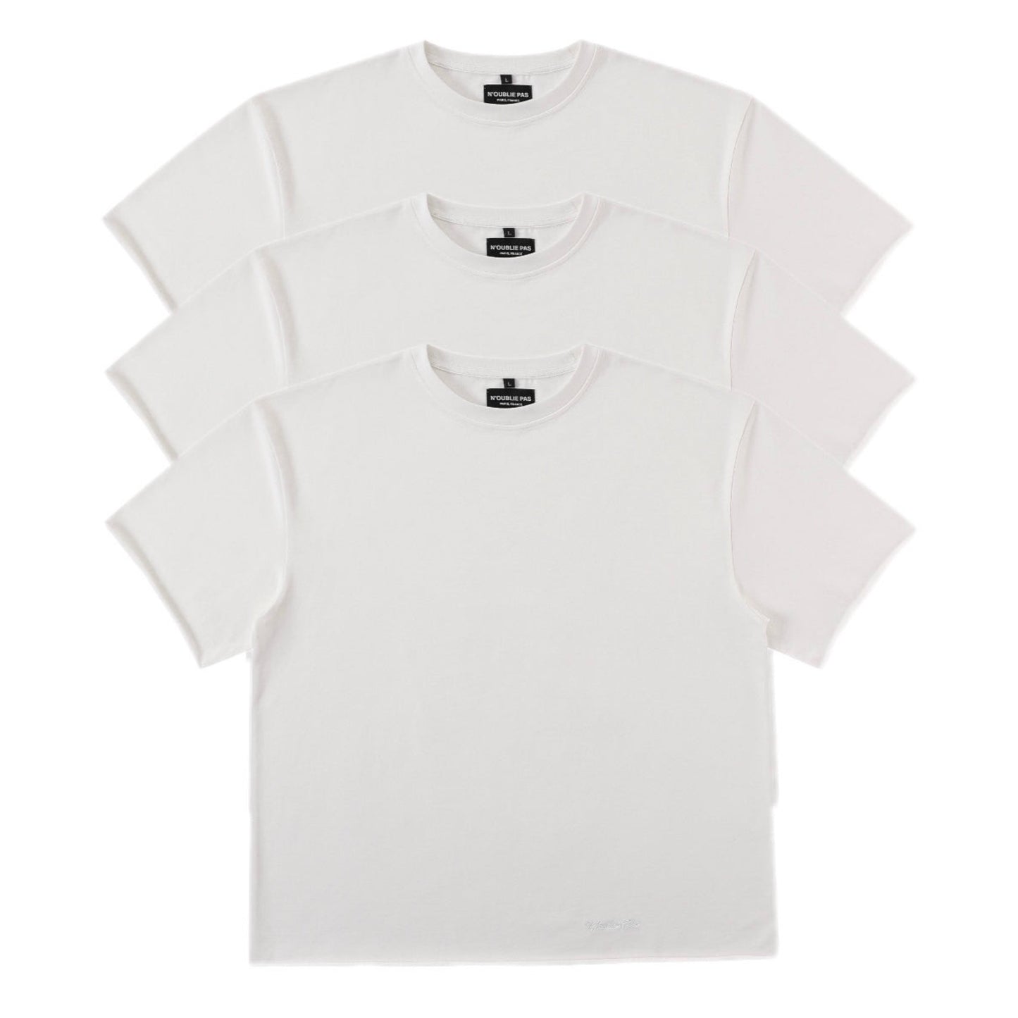 3 Pack: Premium Hemless White Tee