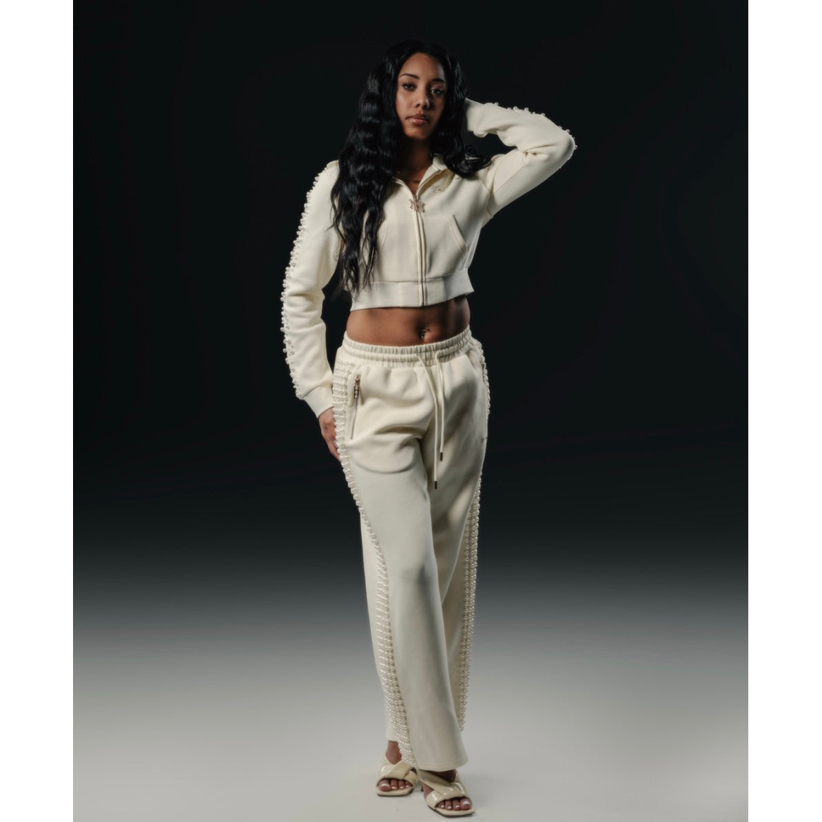 Savannah Pearl Embellished Zip-Up