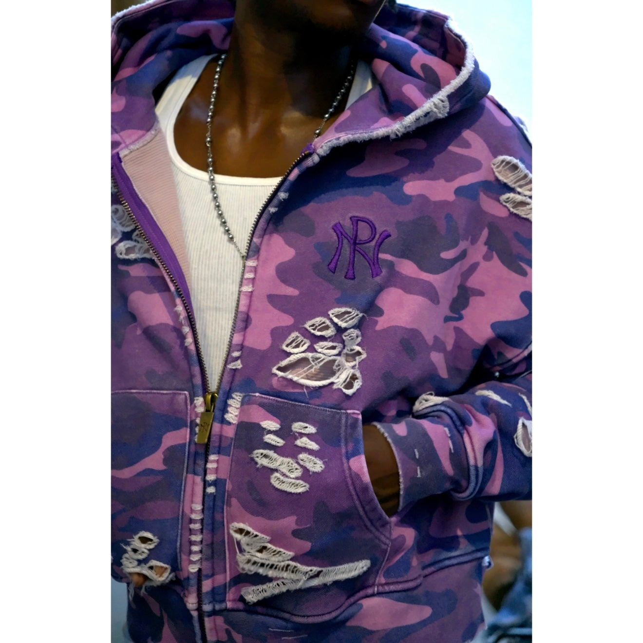 Purple Camouflage Adam Sandler Zip-Up