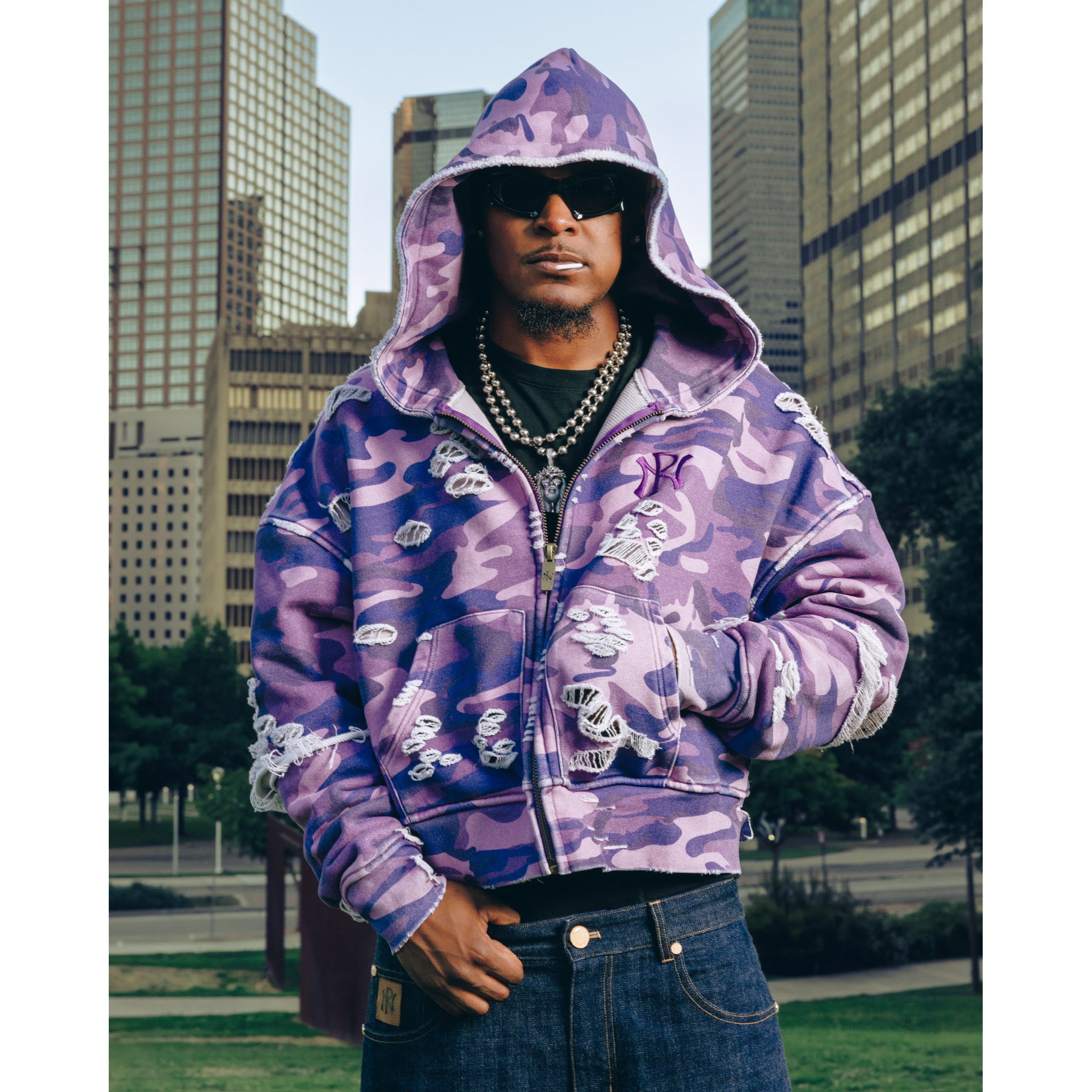 Purple Camouflage Adam Sandler Zip-Up